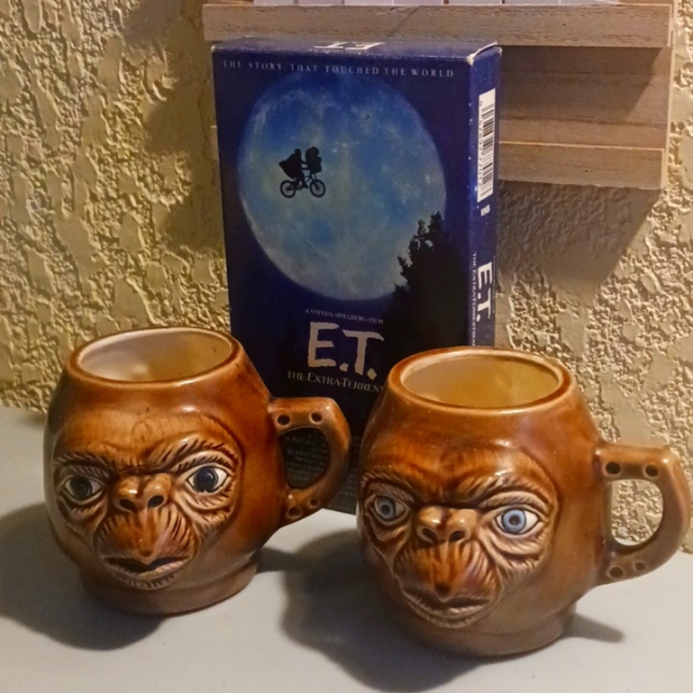 E.T. Hand Crafted Ceramic Pottery, Lot of 2 Mugs Rare Painted #eshopchicago